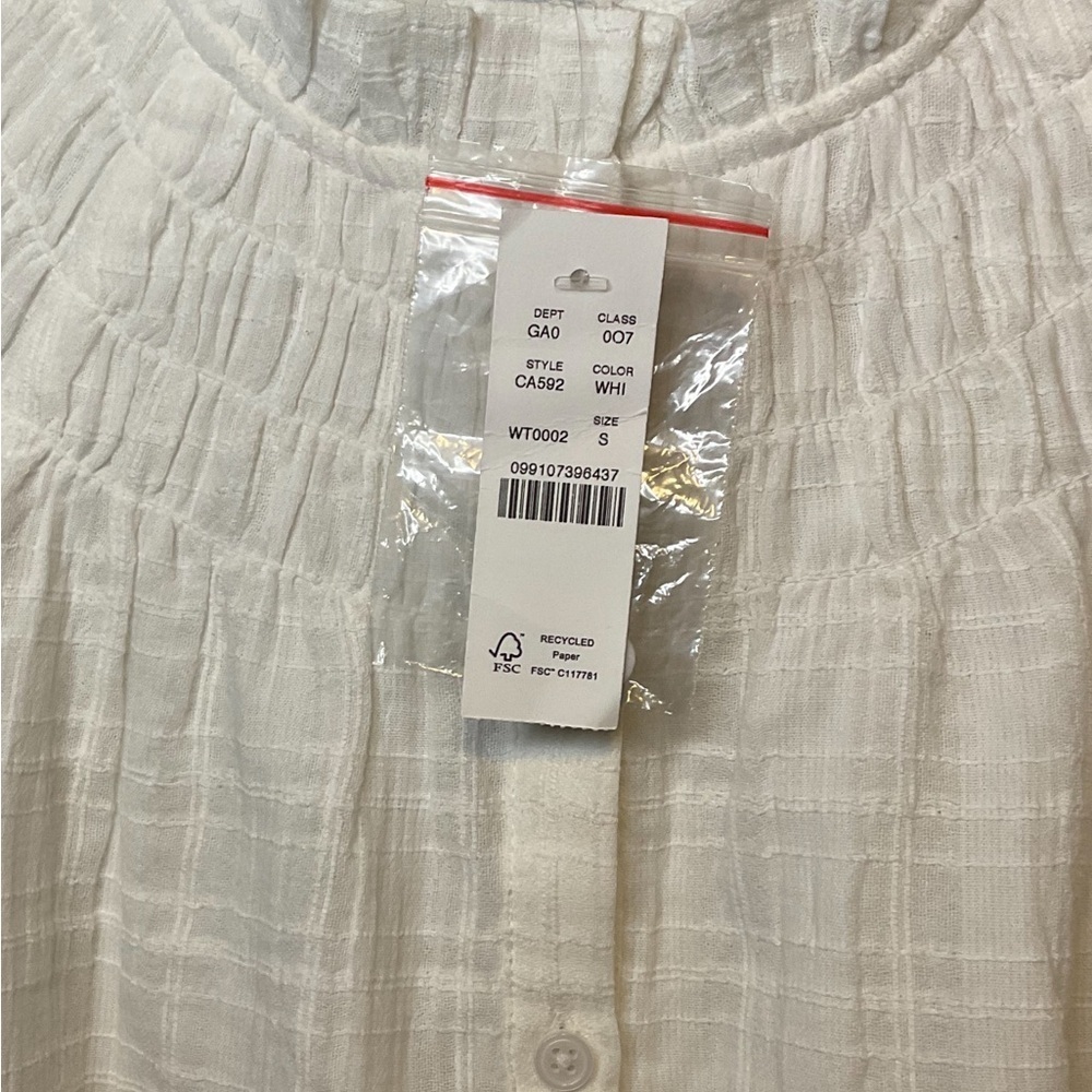 J Crew Smocked Neck Textured Top Gauze S White - Picture 3 of 3